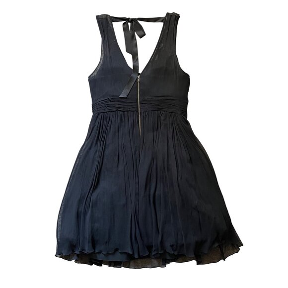 $328 Anthropologie Tracy Reese 8 Black Silk Mini Dress Rhinestones Pleated Tulle - Picture 2 of 10